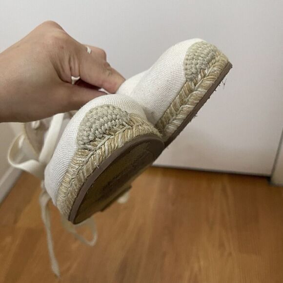 Stuart weitzman Ivory beige espadrille wrap wedge heels size US 9.5 - Picture 8 of 10